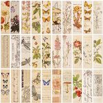 30Pcs Vintage Paper Bookmarks, Butterfly Flower Themed Book Marks for Book Lovers Vintage Aesthetic Bookmark for Men Women Unique Bulk Bookmarks for Students, Classroom Gifts, Reading Present