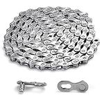 SPEACOUR Bike Chain 9 Speed Bicycle Chain 116 Links Steel High Strength Bike Derailleur Chain Road Cycle Chain Mountain Bicycle Chain with Quick Chain for 9-Gear Road Mountain Bicycle, Silver