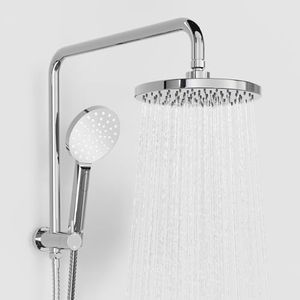 AODETE 8" Round Extra High Pressure Shower Head Handheld Gooseneck Arm 2 in 1 Diverter Set, 3-Mode Handheld Shower Hand, Full Body Shower Set for Bathroom (Chrome)