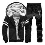 AOTORR Men's Casual Tracksuit Set 2 Piece Athletic Sweat Suits Long Sleeve Full-Zip Running Joggers Set D208 Black M