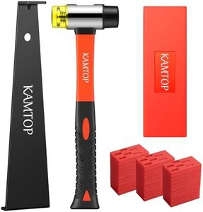 Kamtop Laminate Wood Flooring Installation Tools - 63 Pcs Laminate Flooring Tools with 60 Floor Spacers, Floor Fitting Tool Double Faced Mallet, Rubber Tapping Block, Heavy Duty Pull Bar