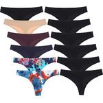 Levao 12 Pack Seamless Thongs for Women Comfy VPL-Free Underwear Sexy G-String Panties