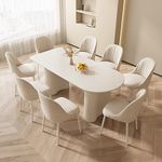 GraceNook White Dining Table Set for 8, 9 Piece Dining Table Set, Oval 70" Dining Room Table and 8 Chairs Set for 2,4,6,8 Person, Modern Cream White Dining Table for Dining Room, Kitchen,Home Office