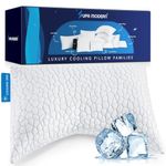 SUPA MODERN Cooling Side Sleeper Pillow, Shredded Memory Foam Bed Pillows for Sleeping Set of 1 Adjustable Queen Size Curved Neck Pillow-Cooling Pillow with Washable Cover