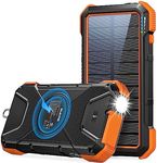 BLAVOR Solar Power Bank, 𝗣𝗗𝟭𝟴𝗪 𝐐𝐂𝟑.𝟎 Fast Charging 10W Wireless Charger 20000mAh Solar Powered Powerbank with Type C Input/Output, IPX5 Waterproof, Camping Flashlight, Compass, Carabiner