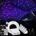4 Colors 12W Car Starlight Headliner Kit 1200pcs*0.02in*9.8ft with APP&RF Remote,RGBW Fiber Optic Strands Star Roof Lights,4 Port Engine Sound Activated Ceiling Star Lights for Home/Car Decor