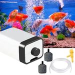 Talinoz Aquarium Air Pump for Fish Tank Noiseless Fish Tank Silent and Adjustable Oxygen Pump with Air Stone Fish Tank Motor Accessories Set Combo 2 Air Outlets and 2 Meter Air Tube Upto 300 Liter