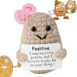 KAZGVN Funny Cute Potato, Emotional Support Potato, Knitted Potato Plush Doll With Card, Cute Stuff Miss Potato for New Year Gift Birthday Gifts Friends Party Decoration Encouragement Good Luck Gifts