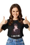 Broke Memers I am fine Half Sleeve Friends Meme Print Unisex Regular Fit T-Shirt for Men and Women (XX-Large, Black)