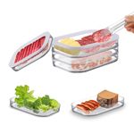 Deli Meat Container for Fridge, Lunch Meat Container for Refrigerator, Cold Cuts Storage Containers for Fridge, Stackable Three-layer Bacon Storage Container for Fridge with 2 Serving Tongs, BPA Free