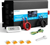 2000W Pure Sine Wave Inverter, 12V DC to 120V AC Converter for Home, RV, Truck, Off-Grid Solar Power Inverter Compatible with Renogy/Jackery/SunPower Solar System with LED Display, Remote Controller