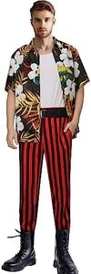 FOGHORN Adult Men Ace Ventura Costume Outfit Classic Movie Shirt Vest Striped Pants Belt Halloween Cosplay Full Set (Medium)