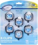 Air Jungles New Car Scent Air Freshener Clip (Blue Sky), 6 Vent Clips, 4ml Each, Long Lasting Up to 180 Days Car Refresher Odor Eliminator