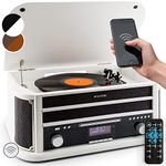 Auna Vinyl Record Player, Vinyl Records Turntable Record Players for Vinyl with Speakers, Home Audio Record Players, Retro 3-Speed CD Bluetooth Turntable, DAB Radio Speakers Stereo w/Turntable & USB