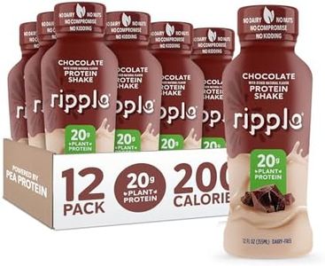 Ripple Vegan Protein Shake | Chocolate | 20g Nutritious Plant Based Pea Protein | Shelf Stable | No GMOs, Soy, Nut, Gluten, Lactose | 12 Oz, 12 Pack