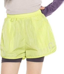 Rolanko Girls 2 in 1 Running Shorts for Kids Quick Dry Athletic Cheer Track Shorts with Pockets Soccer Tennis Workout(Green,9-10Y)