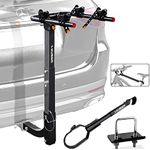 IKURAM R 2 Bike Rack Bicycle Carrier Racks Hitch Mount Double Foldable Rack for Cars Truck SUV Fits 2" Receive, Including Anti-Rattle Hitch Tightener & Bicycle Cross-bar Adapter for Kid’s Bike