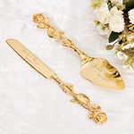 TUKDAK Cake Cutting Set for Wedding, Personalized Gold Cake Knife and Server Set, Custom Cake Serving Set, Engraved Pastry Pie Server Cake Pizza Cutter, Christmas Birthday Bridal Gift (Rose)