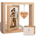 Mr and Mrs Wedding Picture Frame, Rotating Floating WeddingCool Wedding Bride to Be Bridal Shower Gifts for Couples Unique 2023- Marriage Gifts for Couple - 4x6 Inches Photo Frame