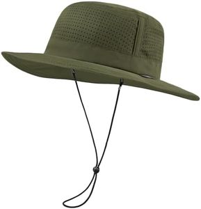 UVSAI UPF 50+ Bucket Sun Hat with Laser Perforated Mesh Cooling Adjustable Breathable Lightweight for Outdoor Men Women Army Green