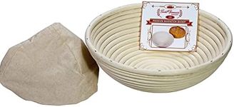 Saint Germain Bakery Premium Round Bread Banneton Basket with Liner - Perfect Brotform Proofing Basket for Making Beautiful Bread (8 inch)