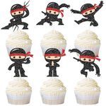 G-LOVELY'S 6 Pcs Ninja Birthday Cupcake Topper Ninja Cupcake Decoration for Ninja Themed Birthday Party for Kids Boys and Women Birthday Party Supply