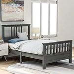 Merax Solid Wood Bed Frame with Hea