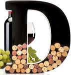 will's Metal Wine Cork Holder - Letters A to Z | Modern Housewarming Gift, Home Bar Decor Wine Gift, Wine Bar Decor, Wedding Registry Items | Large Wall Art | Wine Gifts for Women, Black Large (D)