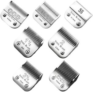 7-Pack Replacement Detachable Steel Hair Clipper Blades Set, Includes Sizes 000, 0A, SS, 1-1/2, 2#, 3-1/2, 3-3/4, Compatible with Andis, Oster Classic 76, Star-Teq, Power-Teq, and A5 Clippers