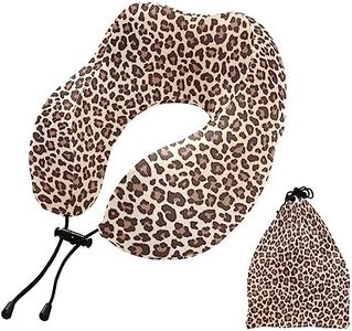 ALAZA Leopard Cheetah Print Animal Gemoetric Neck Pillow Travel for Sleeping Airplane Travel Kit with Snap Clip & Storage Bag