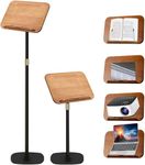 Standing Desk Height Adjustable Wooden Book Reading Stand Holder Foldable Laptop Stand for Kitchen, Bed Typing Hands-Free Page Holder and Organizer Portable Desk for Books, Music and Recipes