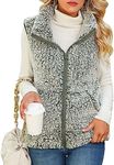 Fashion Fleece Vest for Women Winter Warm Fuzzy Sherpa Vest with Pocket Collar Neck Sleeveless Cozy Fluffy Vest Jacket