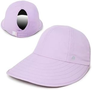 Ponyflo Womens Sunblocker UPF 50 Wide Brim Ponytail Sun Hat, Lavender