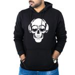 NOROZE Unisex Mens Halloween Skull Skeleton Gaming Printed Pullover Hoodie Sweatshirts Womens Gamer Headphones Handprint Hoodies Sweatshirt Jumper Top (S, Headphones Skull Black)