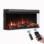 FLAMME Knighton 110cm/43" 3-Sided Electric Media Wall Fire, Recessed TV Media Wall, Multiple Flame Colours, Sound Effects and APP Control