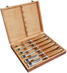 EZARC 6 Pieces Wood Chisel Tool Sets Woodworking Carving Chisel Kit with Premium Wooden Case for Carpenter Craftsman