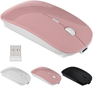 2.4G Wireless Mouse,USB Wireless Mice for Laptop、PC、 Mac、 Computer、MacBook、Notebook, 10m Remote Range,Silent Slim Rechargeable Mouse Compatible with Windows, Mac OS, and Linux - Pink