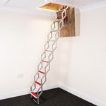 BPS Access Solutions Unique 3.05m (10') (11 Tread) Concertina Loft Ladder - Superb compact design with Rubber Coated Non Slip Treads