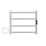 Antioch Stainless Steel 304 Electric Towel Warmer Heated Towel Rail with Built-in Timer for Bathroom Wall Mounted Plug in Towel Rack Polished Chrome 520mm x 600mm