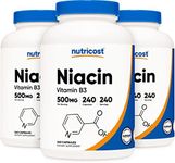 Nutricost Niacin (Vitamin B3) 500mg, 240 Capsules (3 Bottles) - Niacin Flush