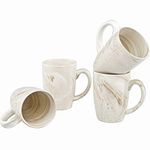 Culver 16-Ounce Palermo Ceramic Mug Set of 4 (White and Brown Marbleized)