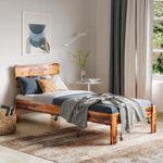 Wakefit Bed | Single (78 X 36) Solid Wood Bed Without Storage, 3 Year Warranty | - Auriga - Natural Teak