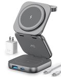 Wireless Charger for Magsafe, AC Island 5-in-1 Portable Charging Station, 15W Fast Foldable Magnetic Stand, Evolved for iPhone 16/15/14/13 Series, Apple Watch S1-9/Ultra, AirPods (with 35W Adapter)