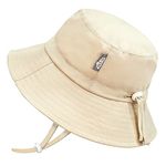 Jan & Jul Foldable Cotton Bucket Hat for Toddler Kids, UV Protection (L: 2-5T, Sand)