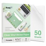 Koala Clear Sticker Paper for Inkjet Printer - Waterproof Clear Printable Vinyl Sticker Paper - 8.5x11 Inch 50 Sheets Transparent Glossy Sticker Paper for DIY Personalized Stickers, Labels, Decals