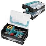 Navaris Organiser Boxes - Small Parts Compartment Storage - Compartments and Removable Dividers - Stackable Craft Bead or Tool Organisation - Travel Snack Box for Plane - 2 Pack