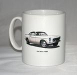 Classic Car Mug. P1800 Coupe and Pillar Badge Illustrations.