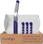 Flamingo Dermaplane Razor Kit, Includes 1 Dermaplane Handle with Blade Cover and 4 Refillable Razors