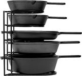 Heavy Duty Pan Organizer, 5 Tier Rack - Holds up to 50 LB - Holds Cast Iron Skillets, Griddles and Shallow Pots - Durable Steel Construction - Space Saving Kitchen Storage - No Assembly Required - Black 12.2-Inch