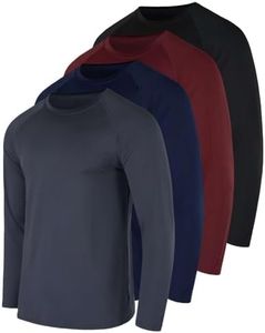 4 Pack Mens Long Sleeve Compression Shirts for Men Thermal Running Gym Gear Rash Guard Workout Base Layer Cold Weather Ski Athletic Winter BJJ Dri Fit Undershirt Ropa Trmica T-Shirts- Set 7, Medium